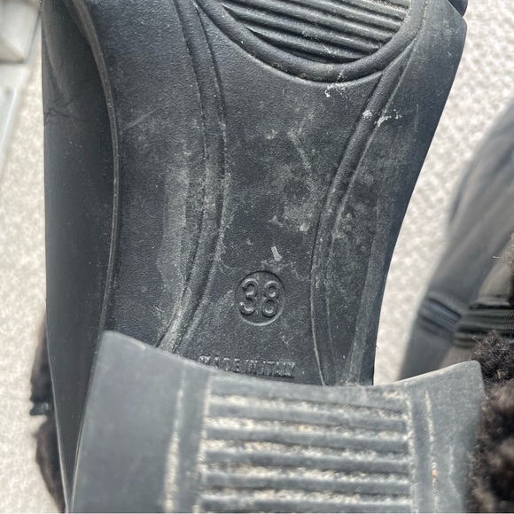 Pajar Shearling Leather with Sherpa Black Brown Winter Boots Heels Size 38 / 7.5 - Picture 9 of 9